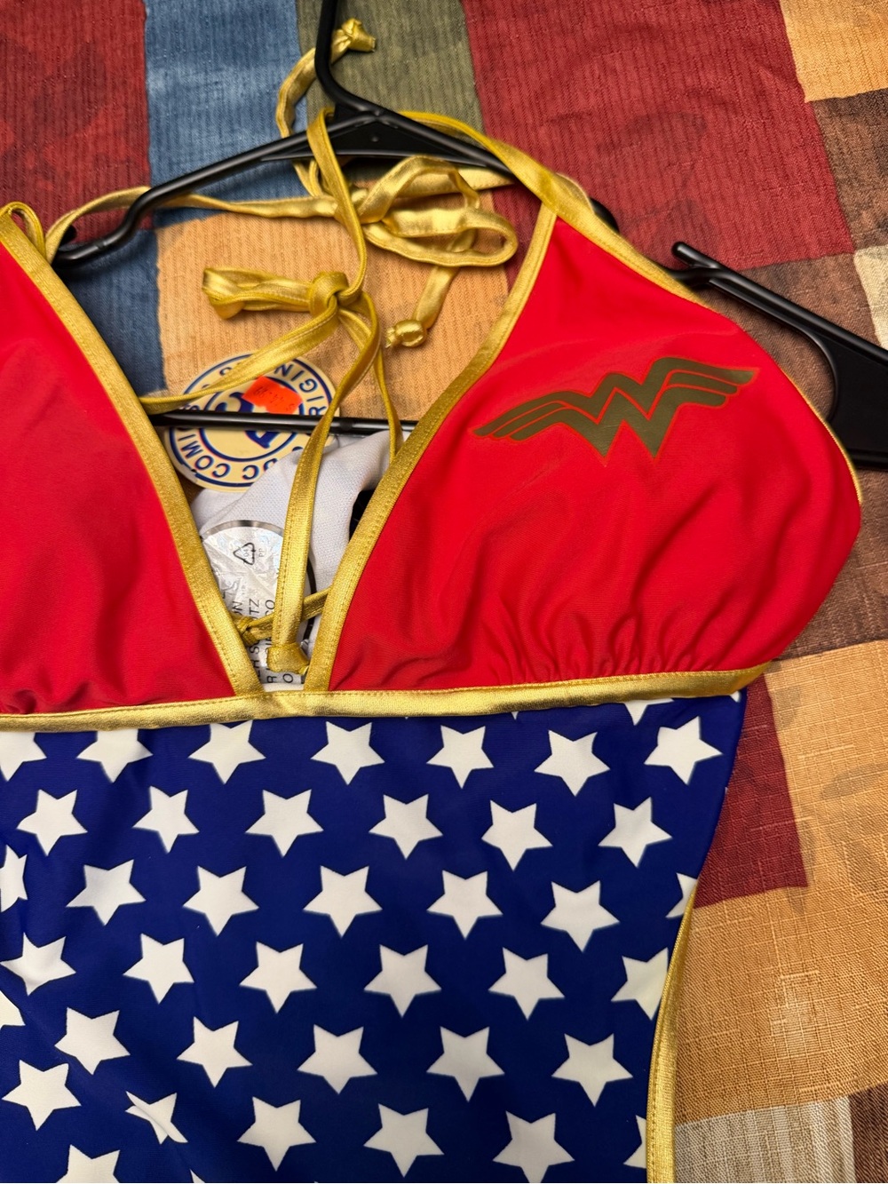 Wonder Woman women’s Red & Blue Star One-Piece Swimsuit - Picture 3 of 9
